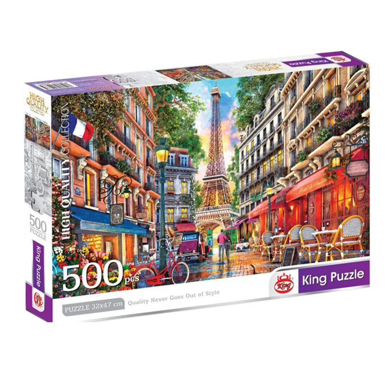 نمای سهبعدی جعبه پازل کینگ 500 تکه پاریس برج ایفل Paris, the Eiffel Tower مدل King High Quality Collection 8046