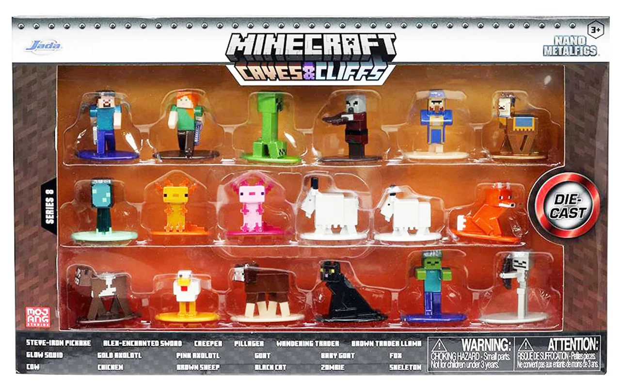 خرید نانو متال فیگور جادا «ماینکرفت غارها و صخره ها بسته 18 تایی سری 8» Jada Minecraft Caves & Cliffs Die-cast Nano Metalfigs 18-Pack Figure series 8 33694