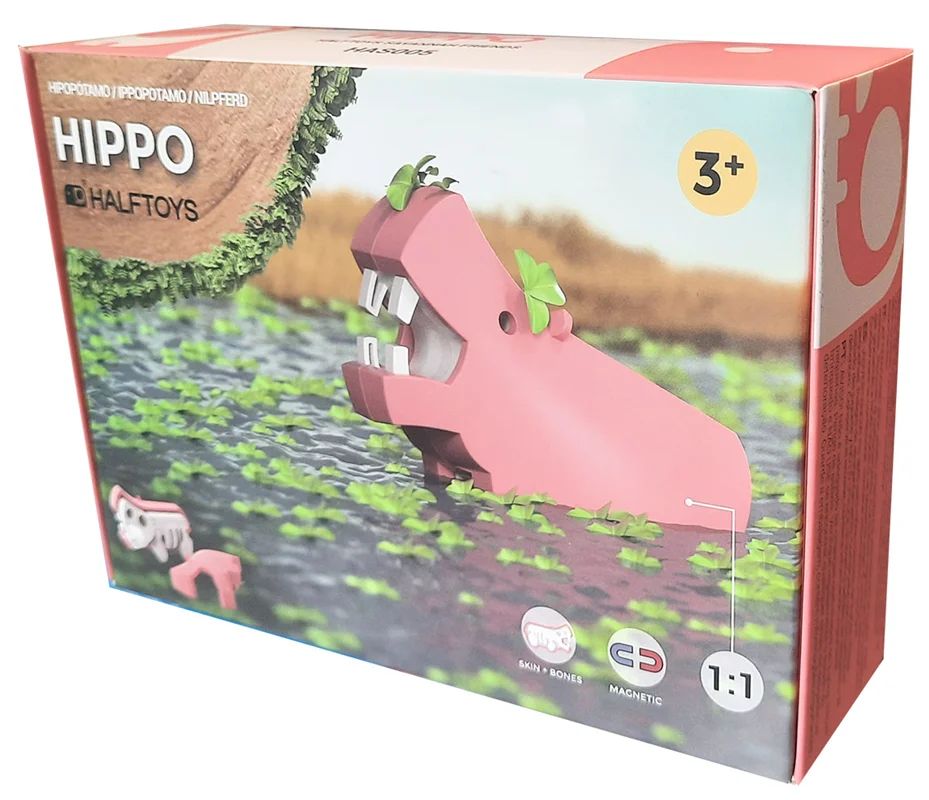 خرید بازی فکری ساختنی فیل 3 بعدی مغناطیسی «هیپو» Halftoys 3D Bone Puzzle Magnet Play Savannah Animal friends Hippo HAS005