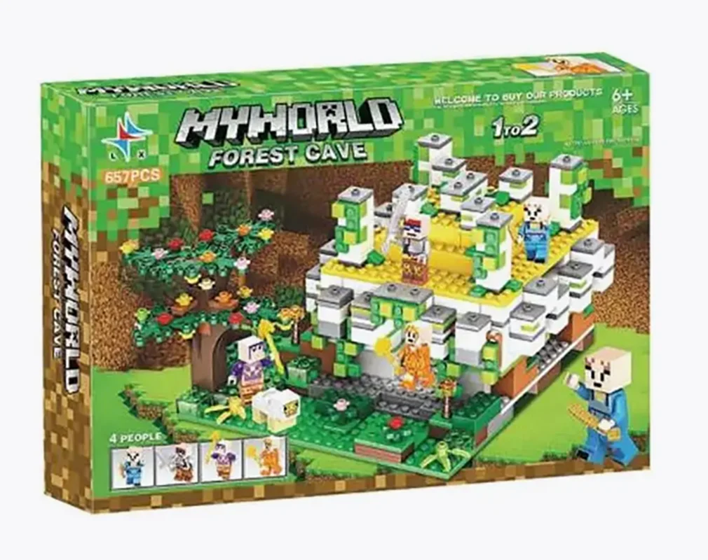 لگو ماینکرافت غار جنگلی MyWorld LX.A308 نمای سه بعدی جعبه