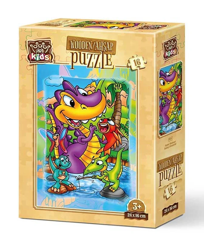 خرید آرت پازل کودکان چوبی 16 تکه «دایناسورهای ماهیگیر»  Heidi Art Puzzle Kids Fishing Dinosaurs Wooden Puzzle 16 pcs 5857