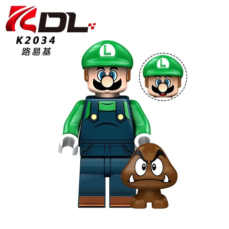 خرید آدمک لگویی فله مینی فیگور لگویی لگو «ست 6 تایی سوپر ماریو شامل: ماریو، لویجی، ماریو سازنده، واریو، فایر آتش ماریو، والویجی» KDL Minifigures Mario, Luigi, Builder Mario, Wario, Fire Mario, Waluigi set Of 6 K2034
