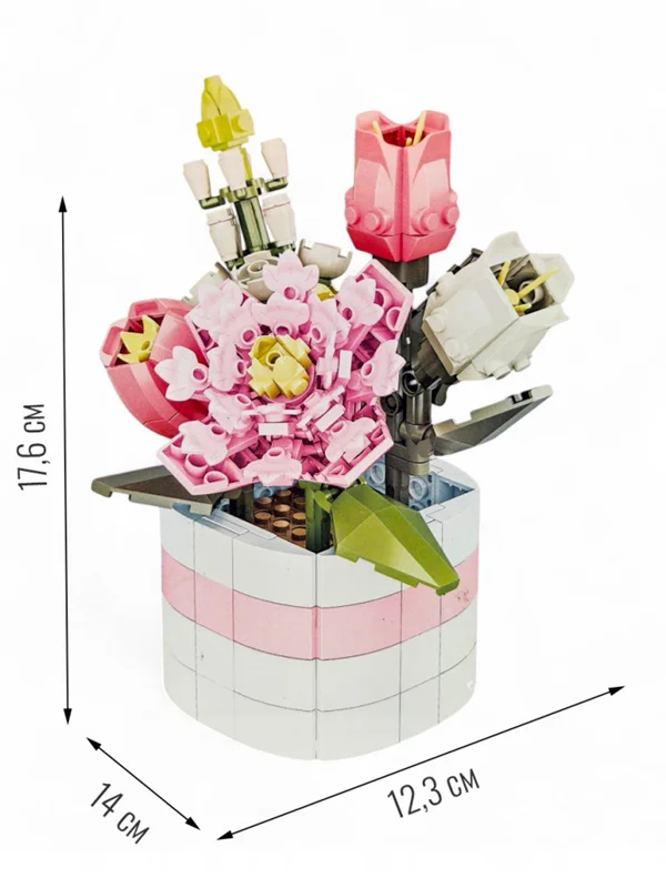 لگو گل بهاری Spring 88056A مقایسه ابعاد جعبه و محصول ساخته شده