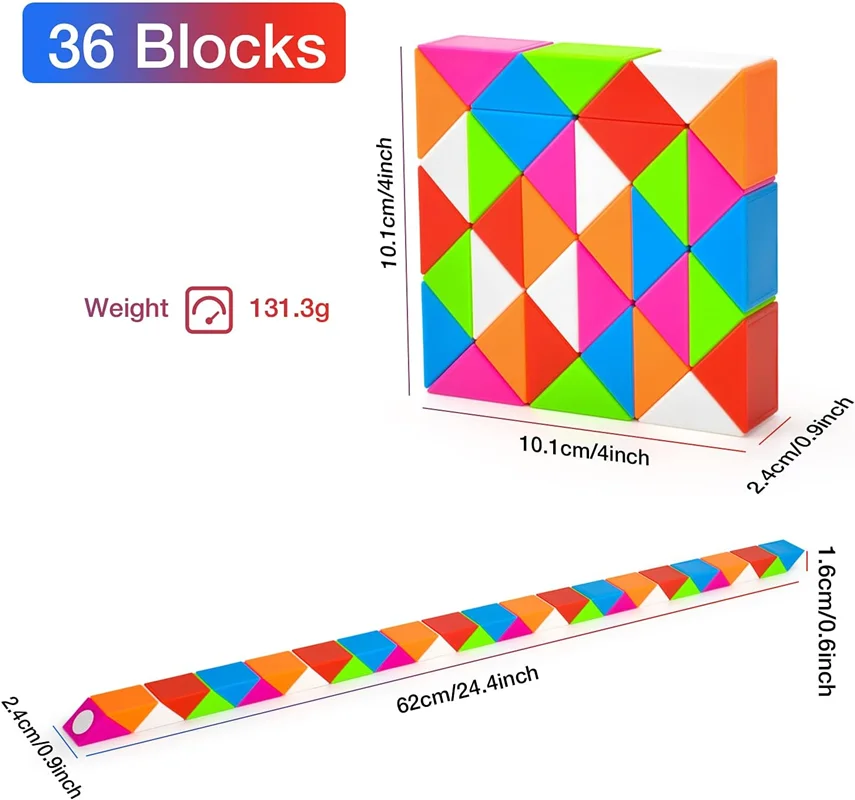 روبیک ماری ۳۶ قطعه QY Toys مدل Rubik QY Toys 36 Blocks  اندازه ها