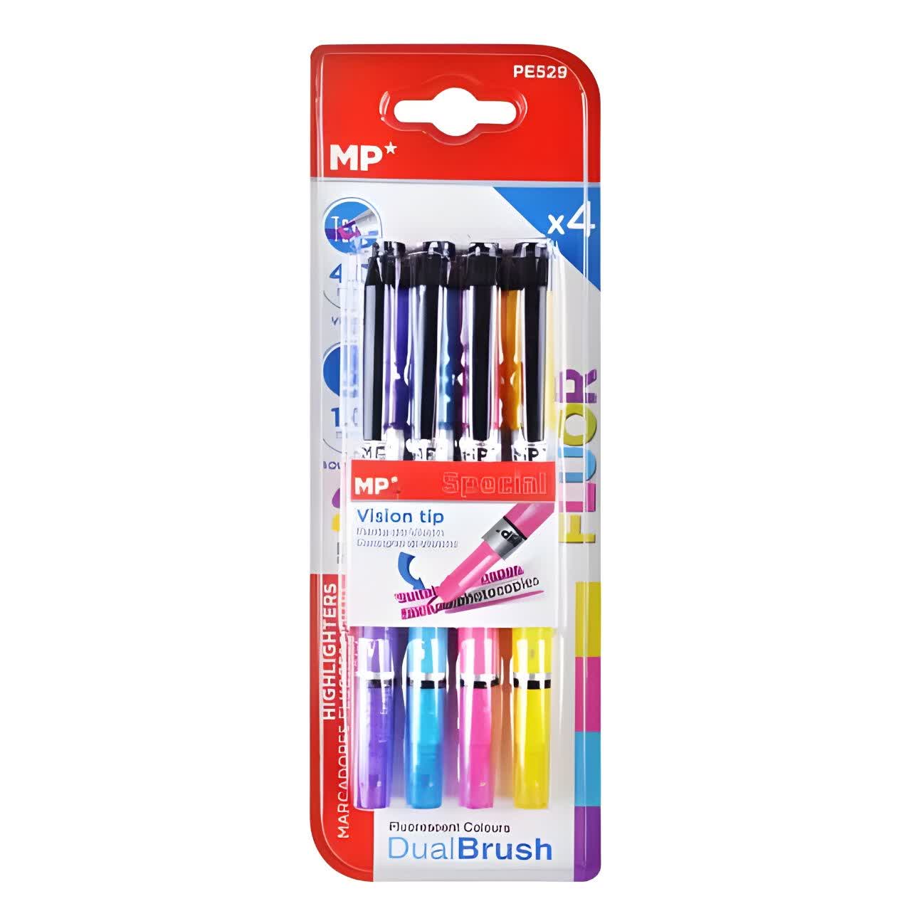 ماژیک هایلایت (علامت زن) دوسر 4 عددی Dual Brush Highlighters PE529