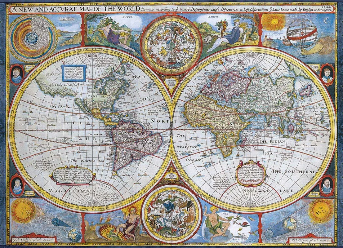 پازل یوروگرافیک 1000 تکه «نقشه عتیقه جهان» Eurographics Puzzle Antique World Map 1000 pieces 6000-2006