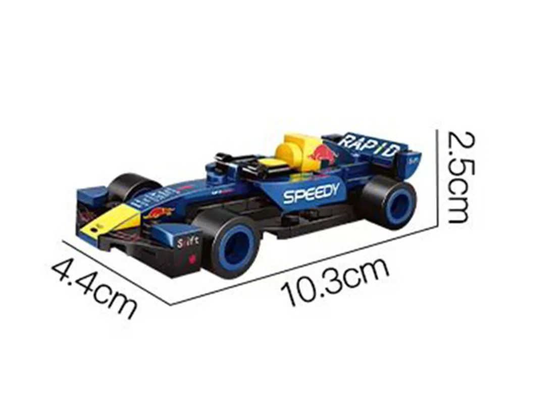 لگو ماشین فرمول یک آبی زرد Woma Hongniu Team C1025-6 در مقیاس اندازه