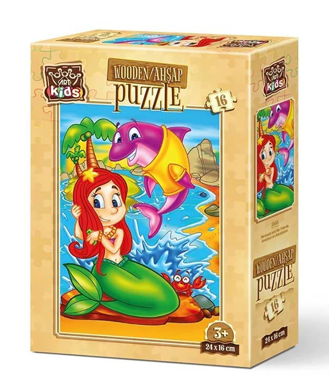 خرید آرت پازل کودکان چوبی 16 تکه «پری دریایی و دوستان»  Heidi Art Puzzle Kids Mermaid and Friends Wooden Puzzle 16 pcs 5858