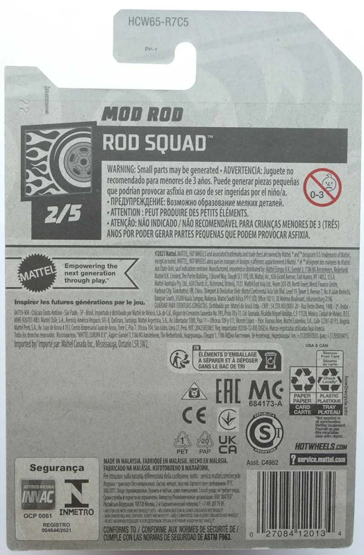 نمای پشت بستهبندی ماشین فلزی هات ویلز مد راد مدل Hot Wheels Mod Rod Squad