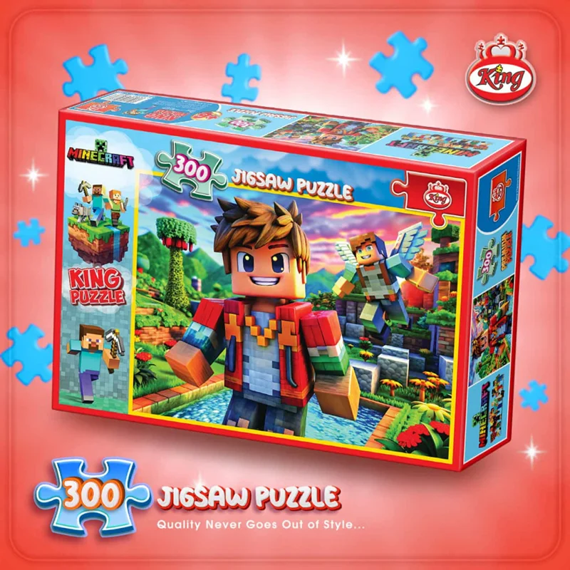 نمای سه بعدی بسته بندی پازل کینگ ماینکرفت 300 تکه