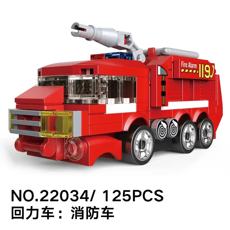 خرید لگو دکول «ماشین آتشنشانی عقب کش» Decool Pull Back Mini Racing Fire Truck Car Lego 22034