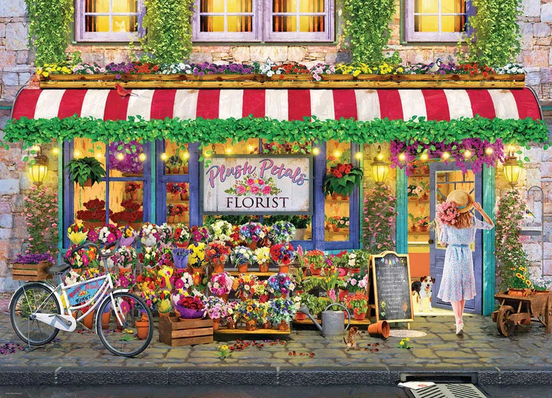 پازل یوروگرافیک 1000 تکه «گل فروشی گلبرگ مخملی» Eurographics Puzzle Plush Petals Florist 1000 pieces 6000-5518